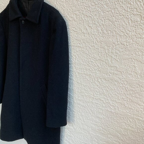 Men Wool Overcoat Black sz 44R Chest 48" - Picture 4 of 10